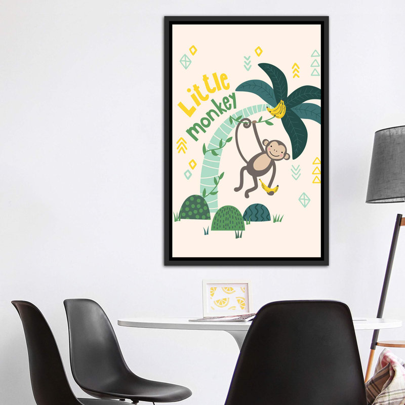 «Little Monkey II» par Caroline Alfreds - impression d'art graphique, Pas de tapis, H 60 po x l 40po x P 1,5 po