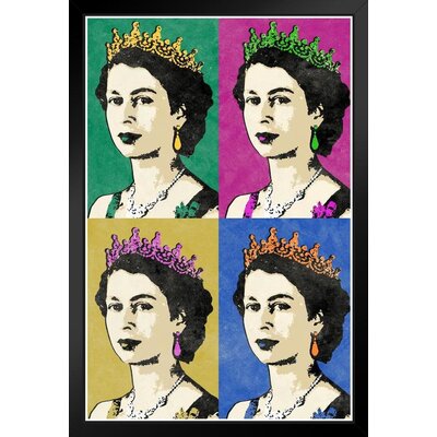 Queen Elizabeth II Multicolor Pop Black Wood Framed Art Poster 14X20 -  Rosdorf Park, CD825A85C9DF4EE9B6355CDCFE2BAB98