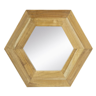 18.5" X Hexagonal Mirror With Fine Wood Protection For Walls, Decorative Home Environments , Interior Spaces