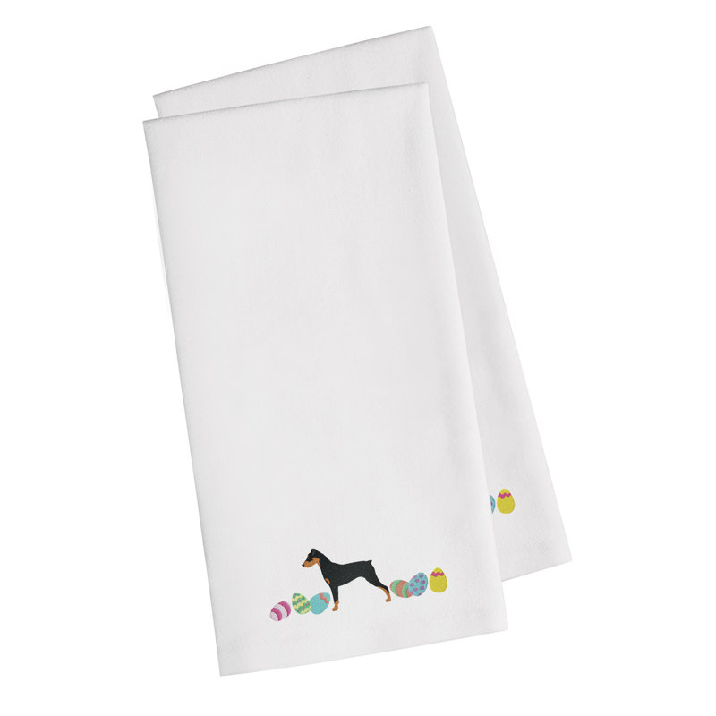Cotton Embroidered Tea Towel Kitchen Towel, White, 28" H x 19" W x 0.1" D