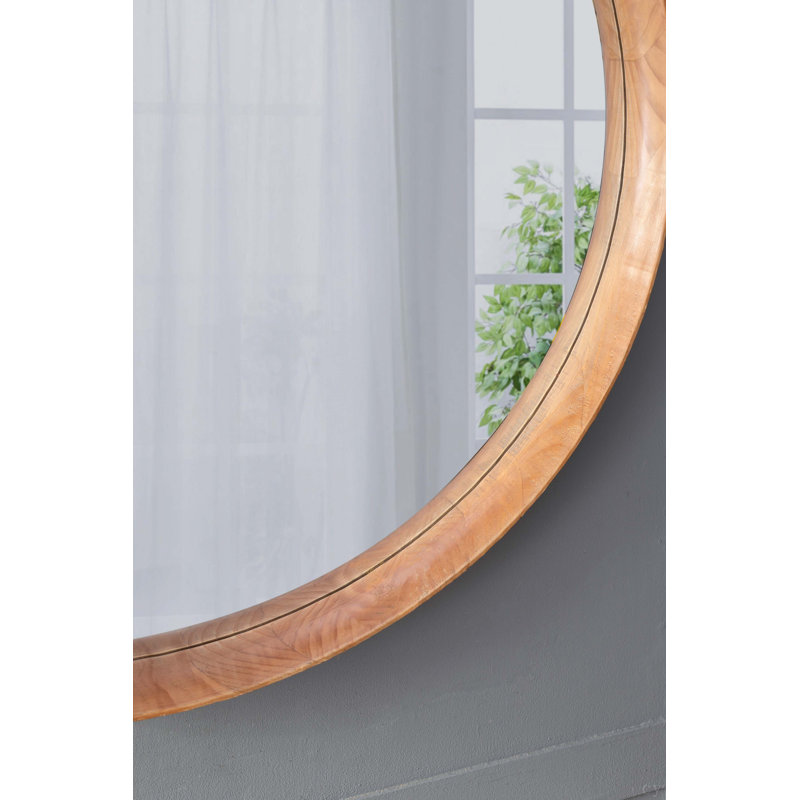 Miroir mural rond en bois D39,4 "x3"