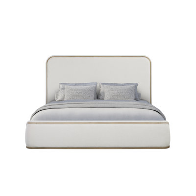 Lit tapissier - Caramel et sable blanc