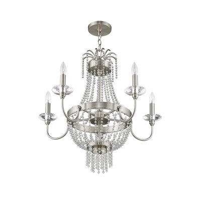 Lustre empire de style bougie à 5 lumières avec détails en cristal Rachedi