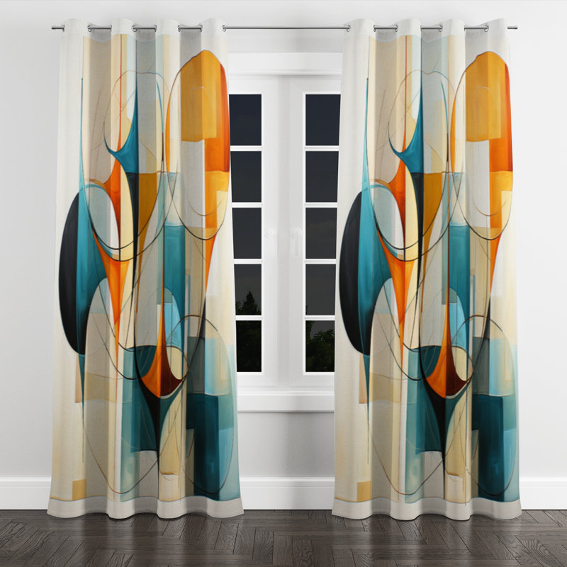 Aveda - Rideau à œillets en velours Mid-Century - 1 panneau, l 52" x L 84", Œillets argentés