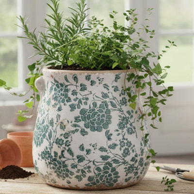 Cyan Tuscan Ceramic Planter Pot