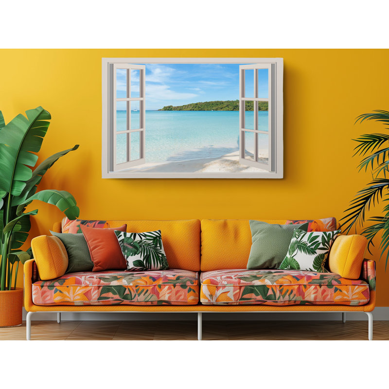 «Beach Island View From Window», reproduction sur toile, H 16 po x l 24 po