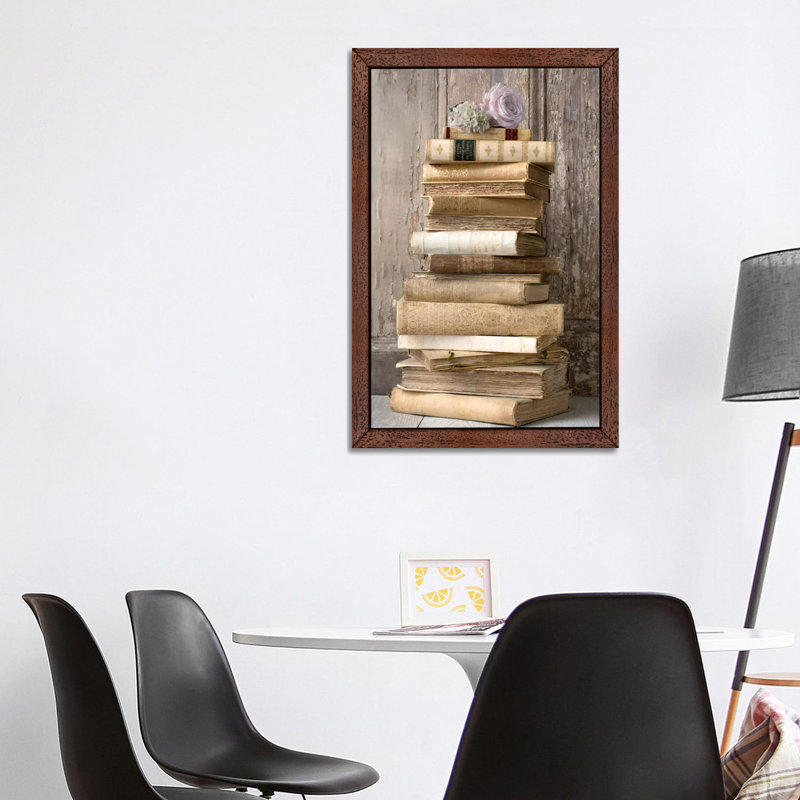 Books I - Print on Canvas, Brown Framed, 66.04 cm H x 45.72 cm W