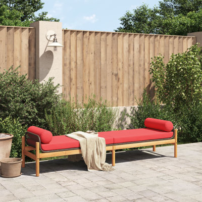 Latitude Run® Patio Bench With Cushion Brown Poly Rattan Acacia