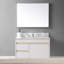 Dessus de meuble-lavabo de 31 pouces en pierre de Carrare avec comptoir de style nouveau avec lavabo rectangulaire encastré en céramique et dosseret avec 3 trous de robinet pour l'armoire de salle de bain