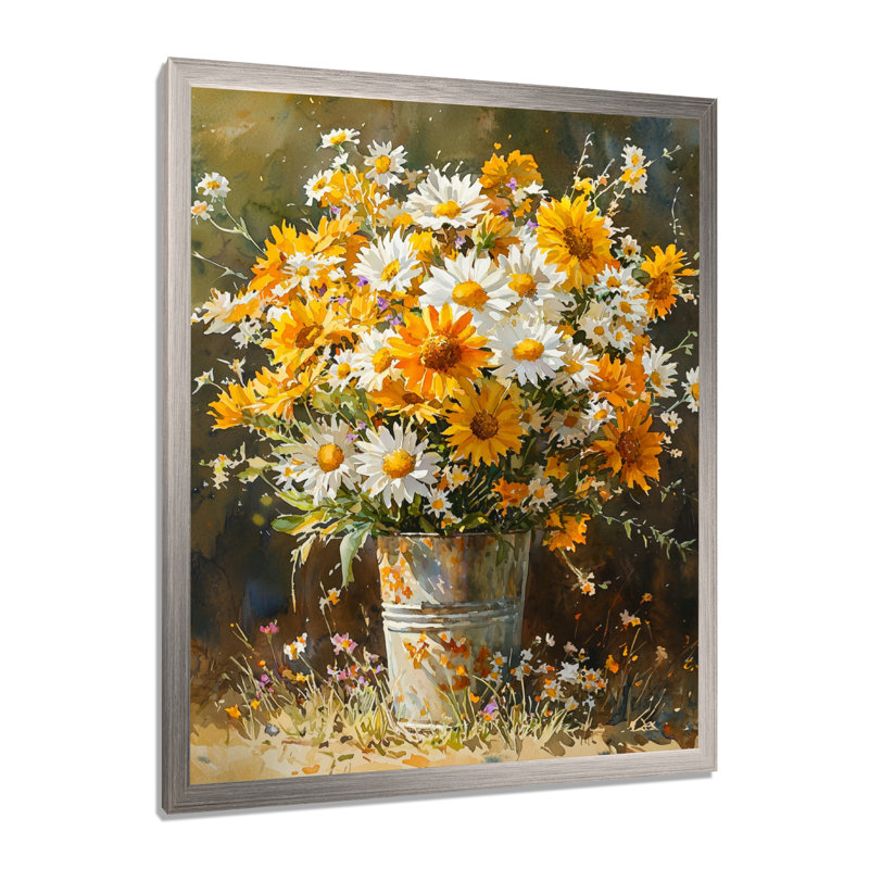 Christman - salon d'art mural floral, Argent argent, H 20 po x l 12 po, Reproduction encadrée d'une seule photo