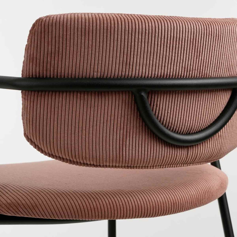 Manzanola Upholstered Counter Stool with Metal Frame, Pink