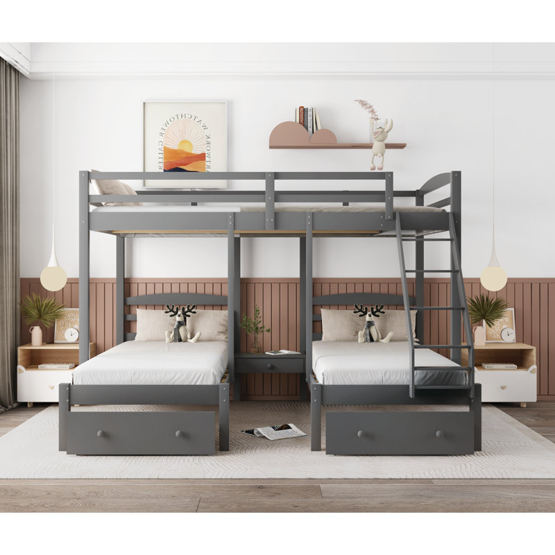 Full Over Twin & Twin Standard Bunk Bed by Harriet Bee