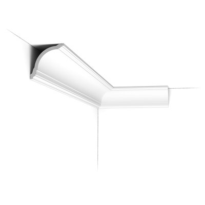 Moulure couronnée en polystyrène blanc uni apprêté 3 1/8 po x 3 1/8 po x 78-3 / 4 po