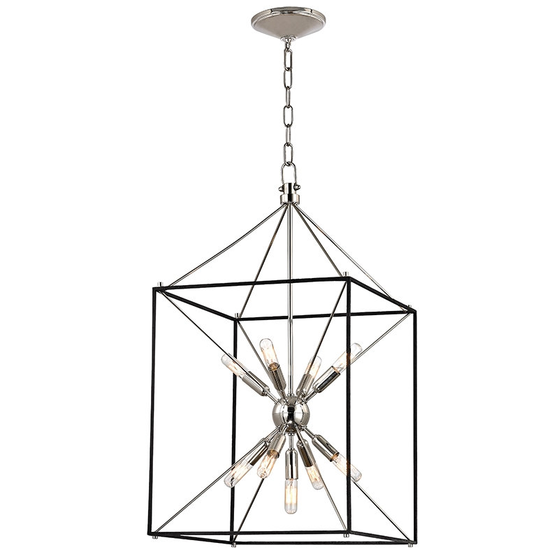 Lanterne 9 lumières Glendale, H 24,75 po x l 12,25 po x P 12,25 po, Nickel poli