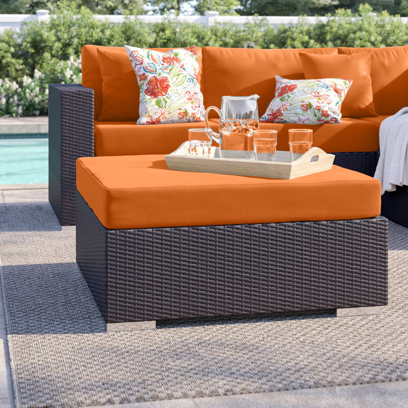 Repose-pieds d'extérieur avec coussin Elswick, Orange