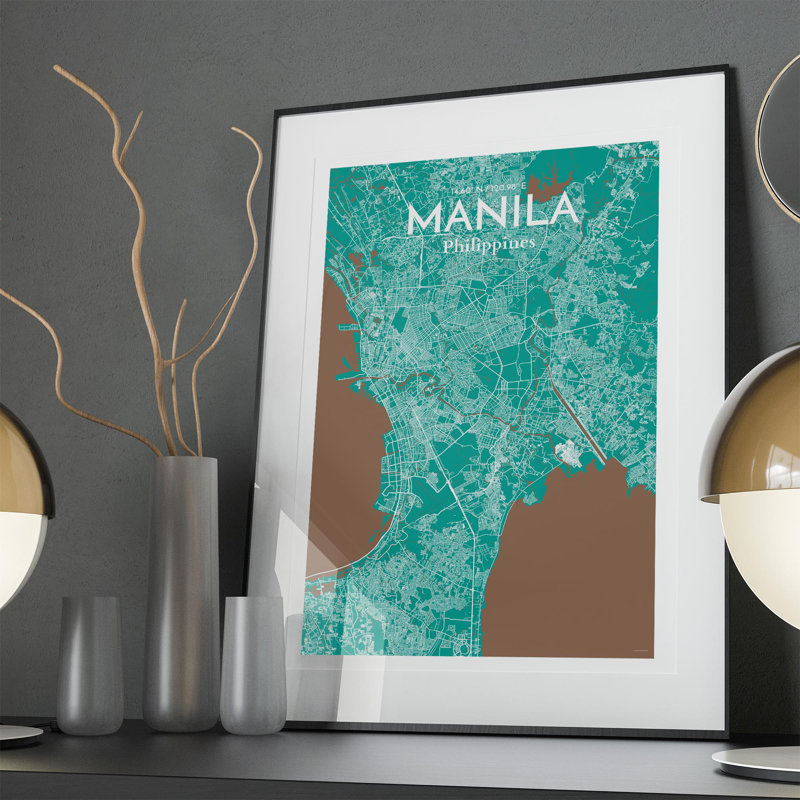 Manila City Map in Nature 1 Piece Wall Art, 36cm H x 24cm W x 0.05cm D