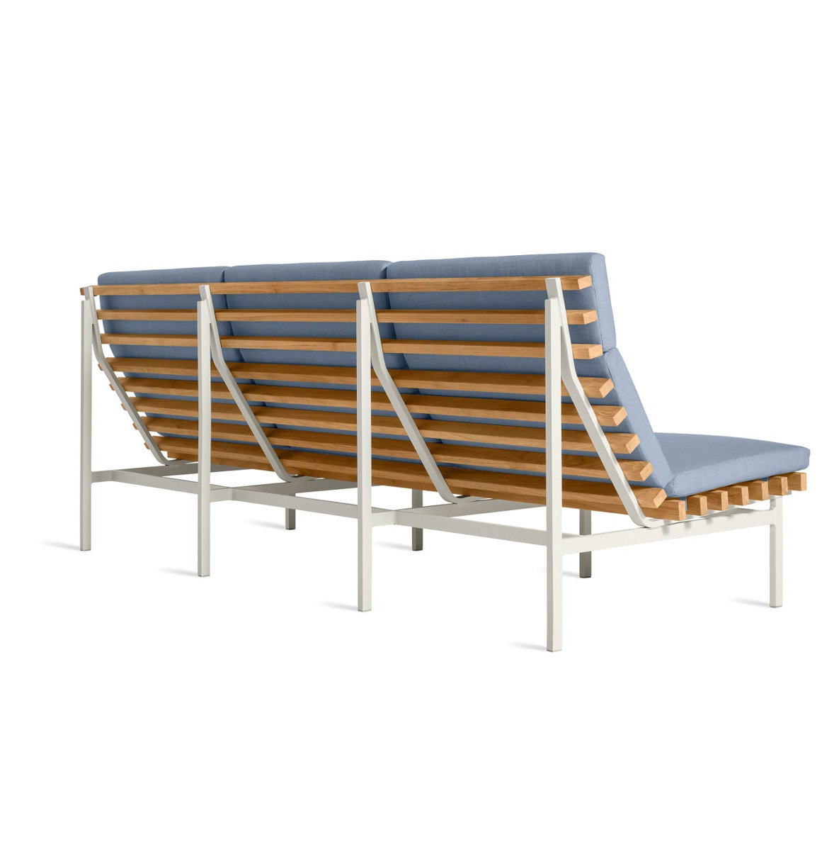 Perch 88" Teak Patio Sofa, Sunbrella Haze, White