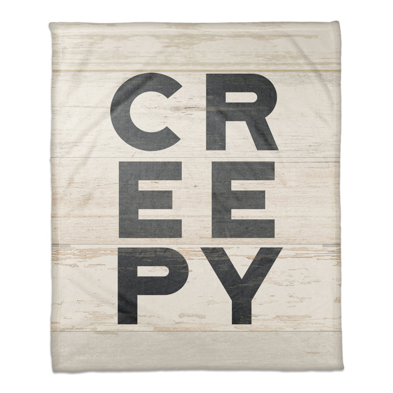 Creepy Halloween Beige and Black Fleece Throw Blanket