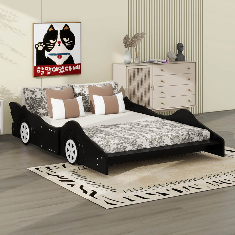 Race Car-Shaped Bed, Black, Full