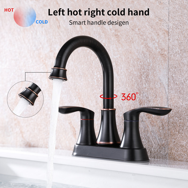 Oil Rubbed Bronze Double Handle Bathroom Faucet with Drain Kit