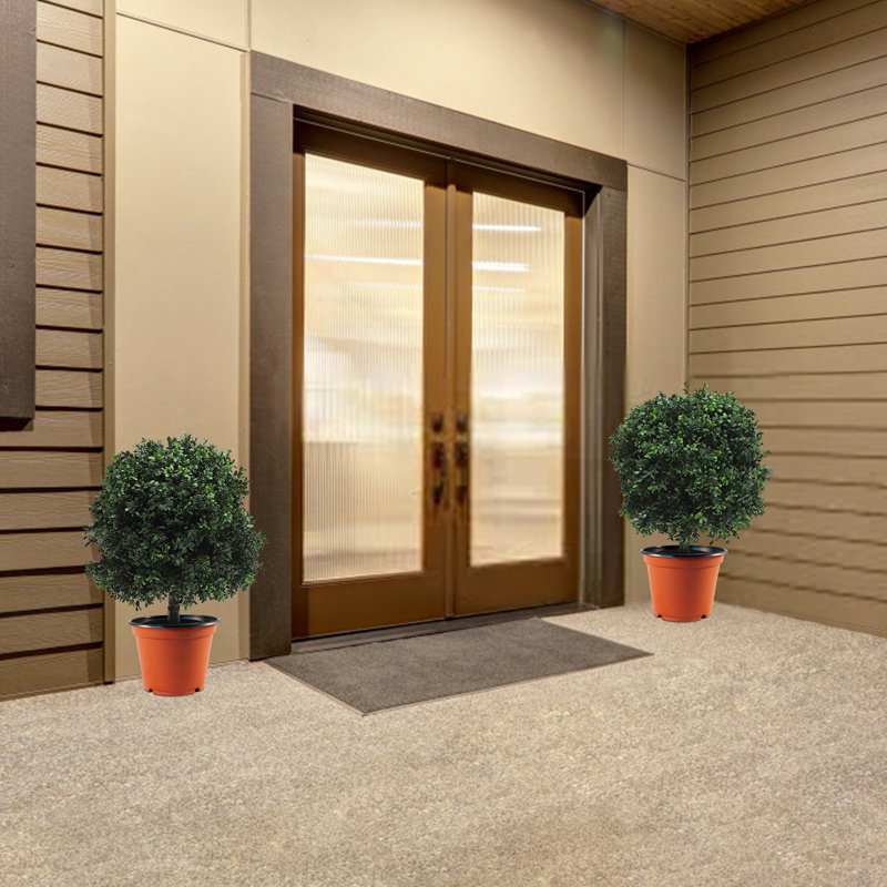 2 - Piece Artificial Evergreen Tree in Pot Set