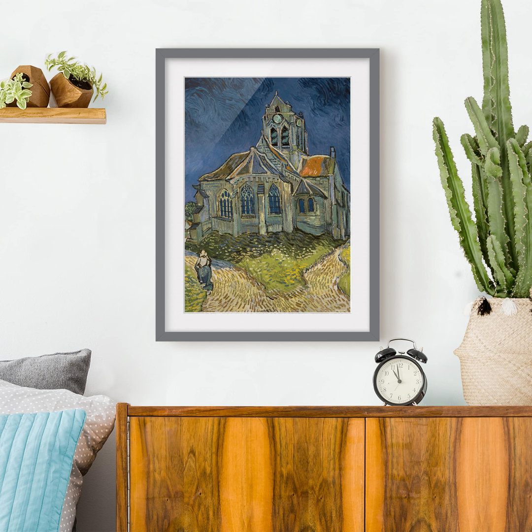 Gerahmtes Papierbild Kirche Auvers-sur-Oise von Vincent van Gogh