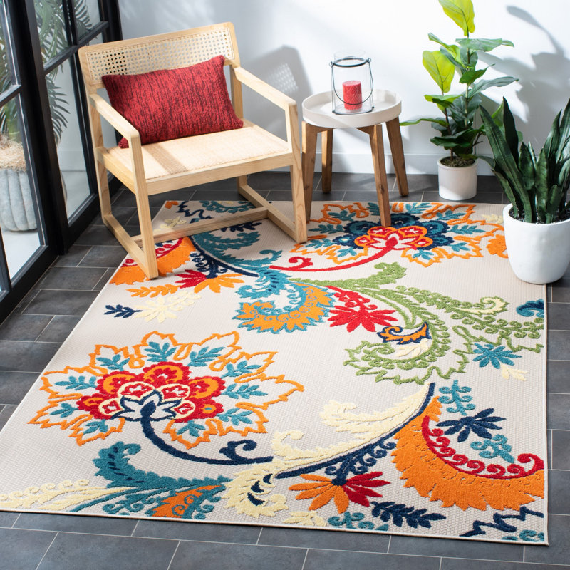Purcellville Performance Floral Indoor/Outdoor Area Rug, Rectangle 4'5" x 6'5"
