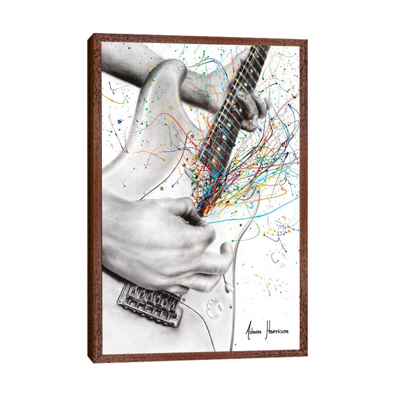 The Guitar Solo by Ashvin Harrison - Print on Canvas, 101.6 cm H x 66.04 cm W, Classic Brown Wood Framed