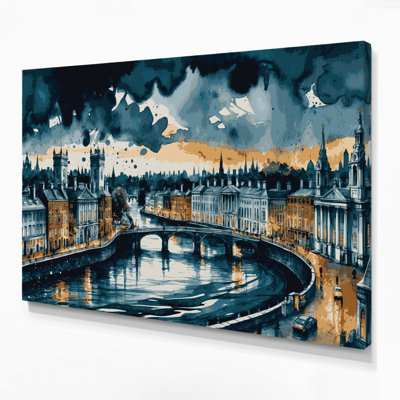 Cities Dublin Ireland Blue Canvas Wall Art