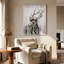 Sculpture murale en fer 3D "Deer II" sur bois massif