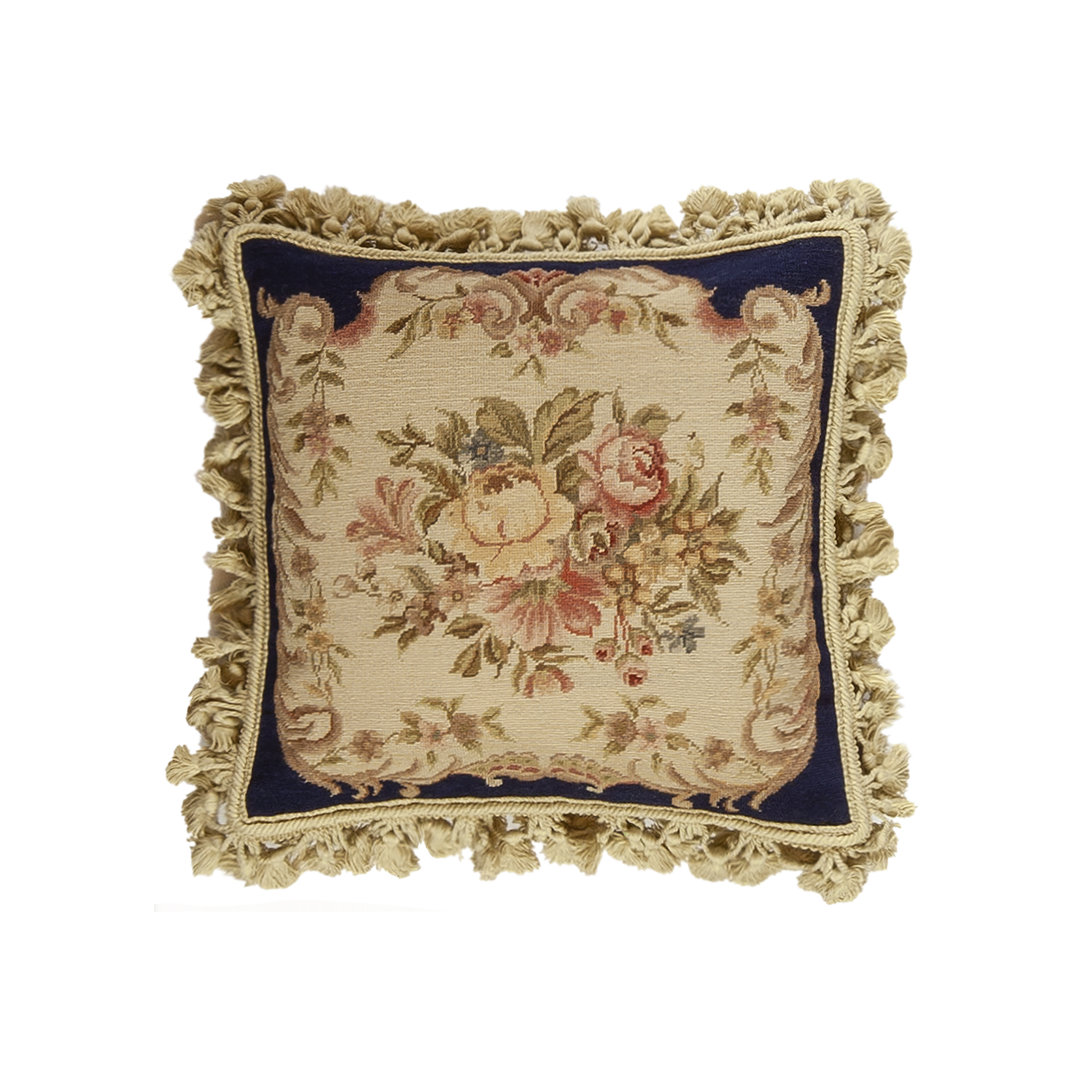 Needlepoint Square 100% Wool Pillow Cover & Insert Samad Rugs 