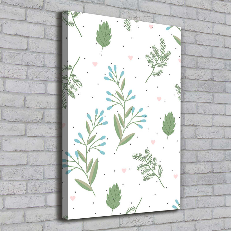 Leaves And Hearts - Wrapped Canvas Print
