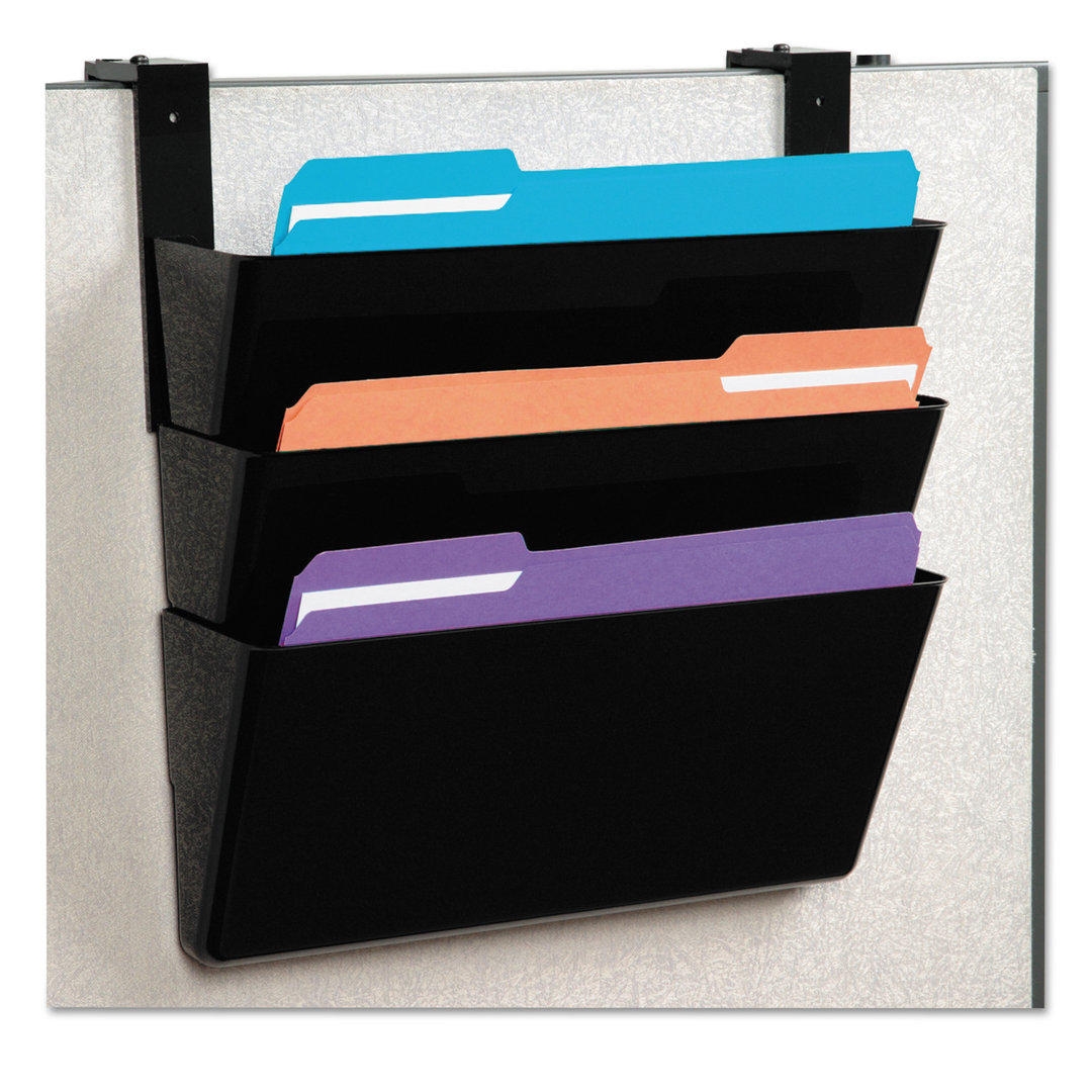 DocuPocket Three-Pocket Partition Set, Plastic, Letter, 13"w x 4"d x 7"h, Black Deflect-O Corporation 