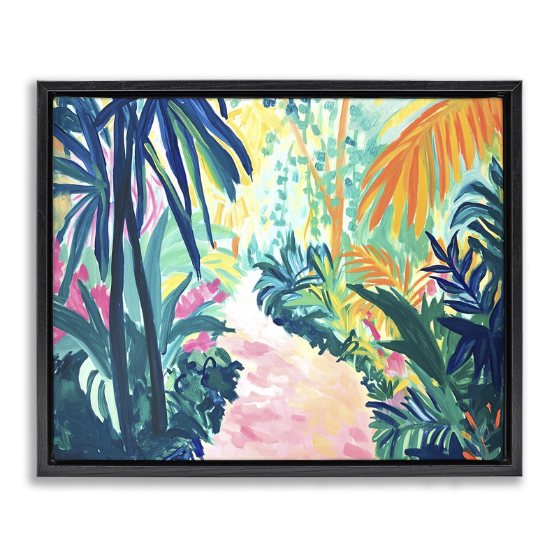 «Garden of Bright Color» par Ramona Murdock, Cadre flottant noir de jais, H 17 po x l 21 po