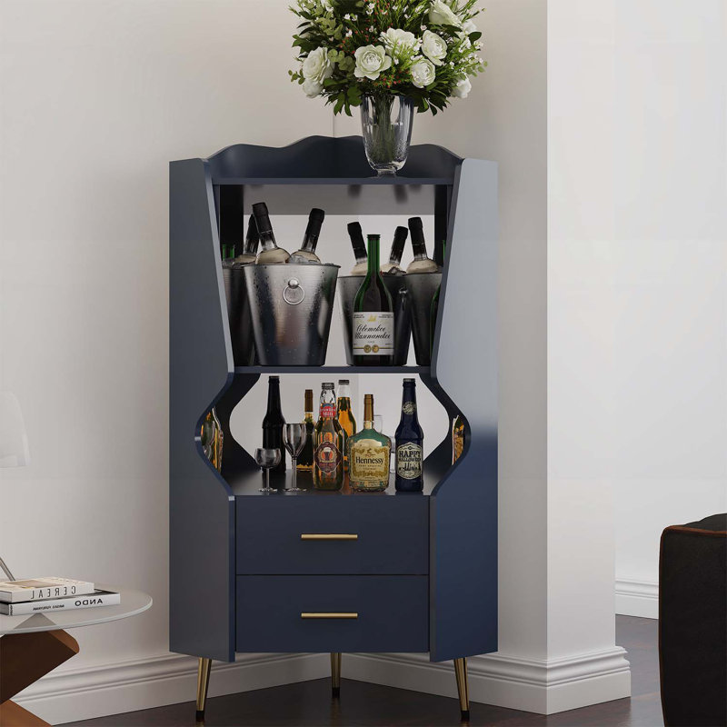 Buffet pour rangement polyvalent et présentation élégante, Bleu / doré