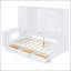 Lit de jour simple en bois avec bureau, armoires, tablettes et 3 tiroirs-5441085