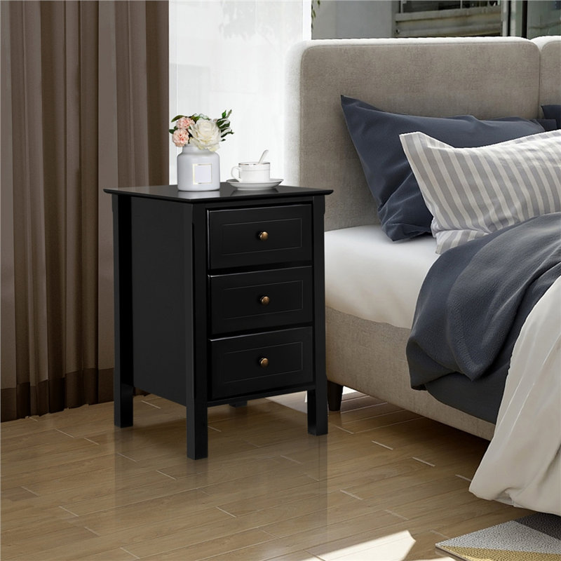 3 - Drawer Nightstand, Black