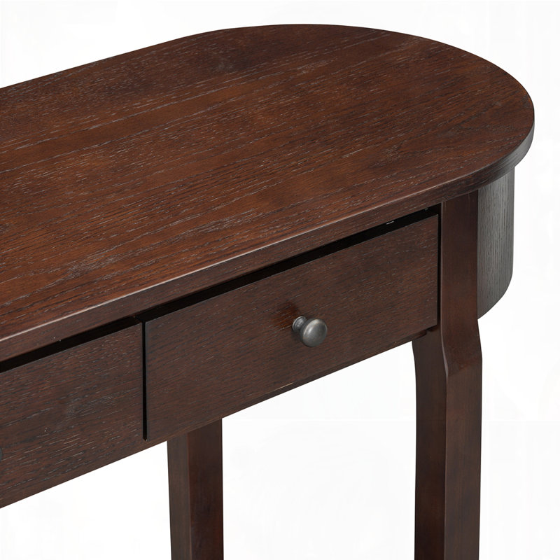 Curved Design Console Table with Drawers, Espresso