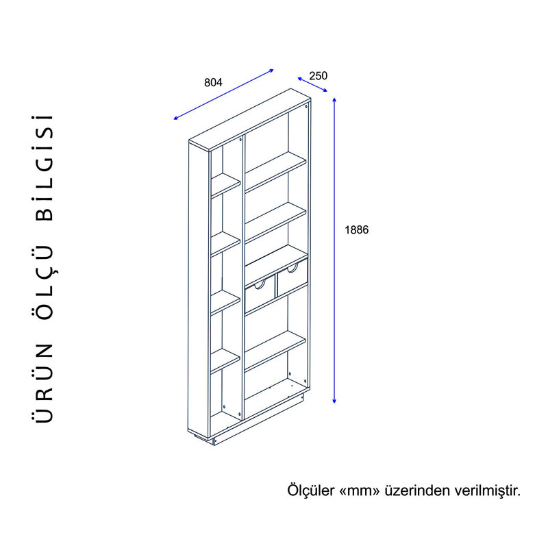Geometric Storage Bookcase, White/Walnut