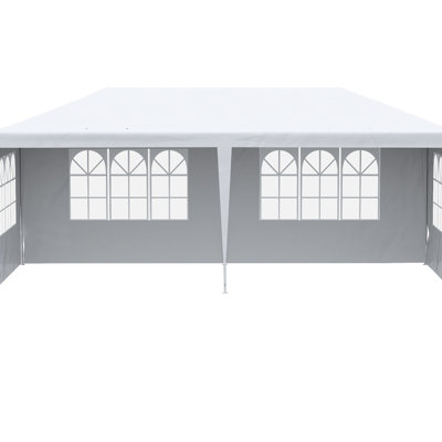 10' X 20' Large Party Tent, White With 4 Detachable Side Walls, Ideal For Weddings And Outdoor Music Festivals, Shade Soundproof Canopy Events Sidewalls, Blocking, Spacious