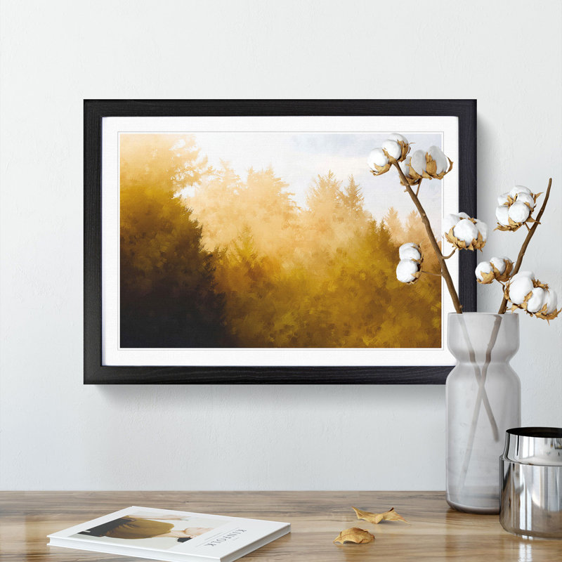 Gold Forest - Picture Frame Graphic Art Print, 24cm H x 33cm W x 2cm D, Black Framed