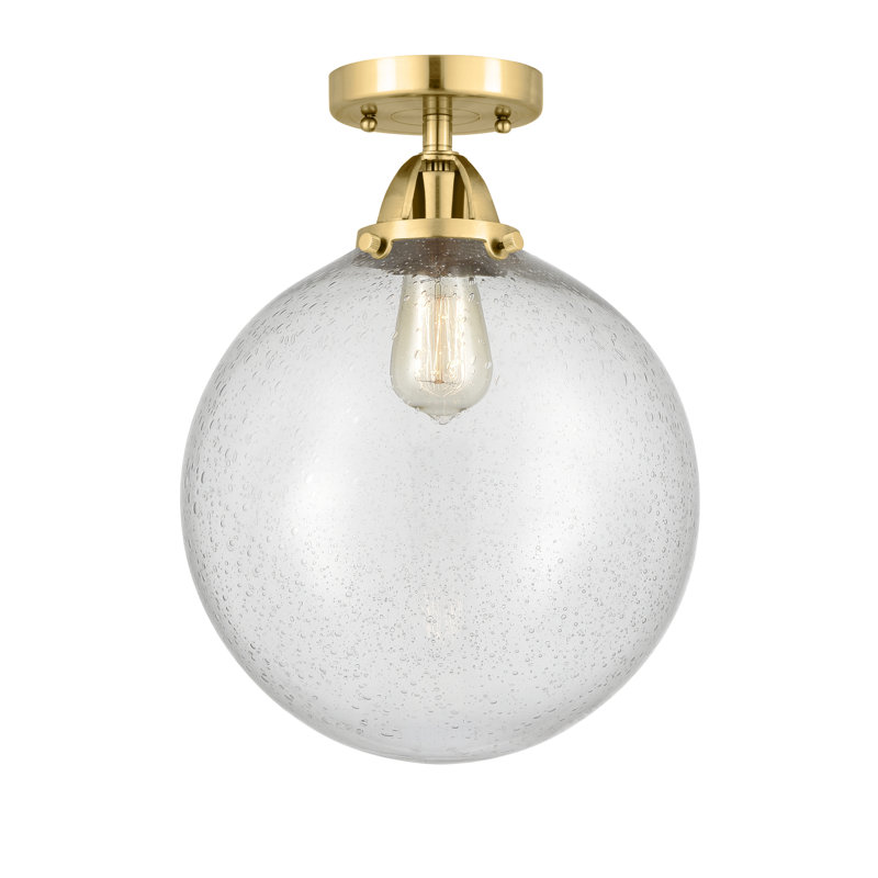 Satin Gold Globe Glass Semi-Flush Mount Light