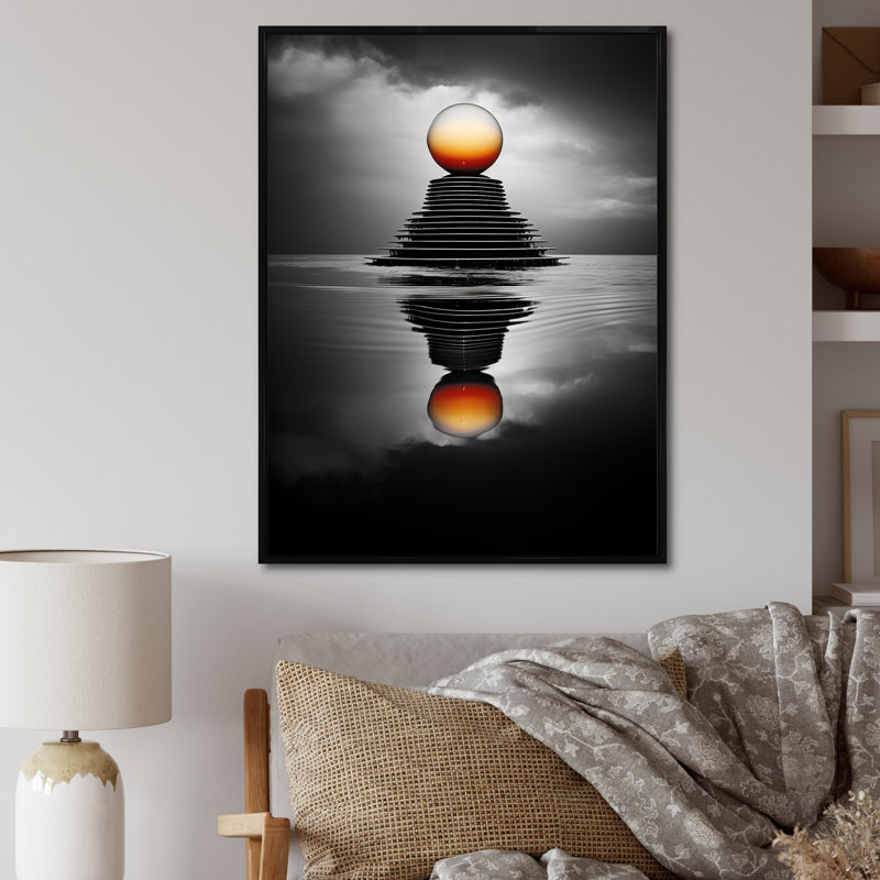 Grayscale Rainbow Reflection - reproduction sur toile, H 20 po x l 12 po x P 1 po, Cadre flottant noir
