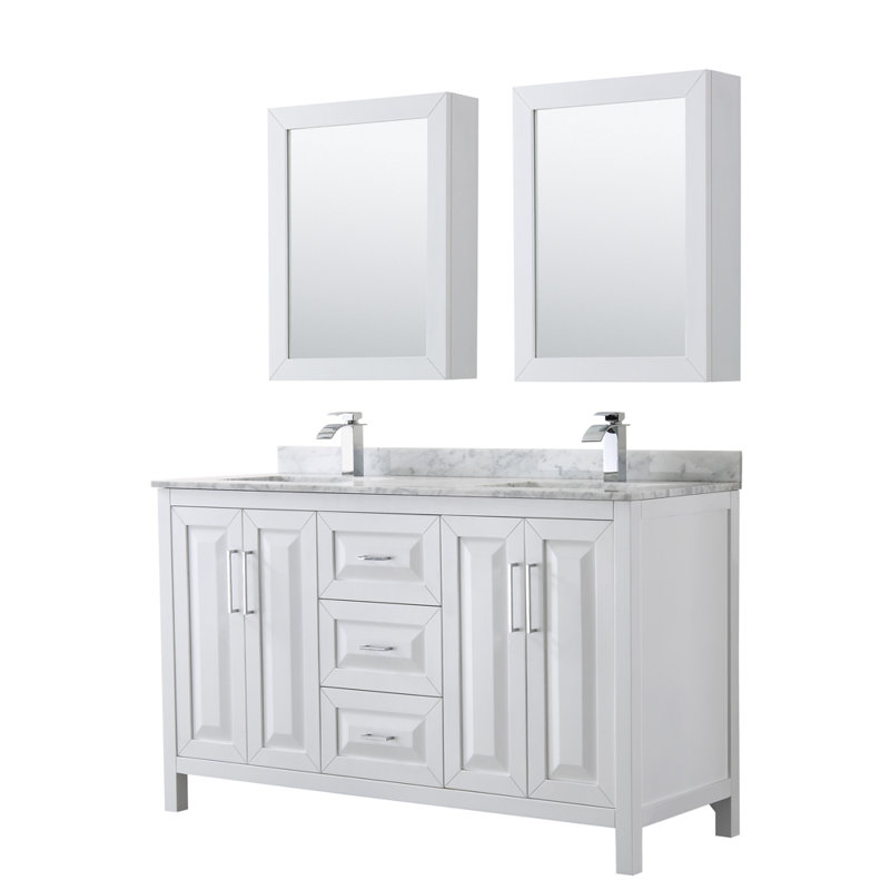 Daria 60'' W Double Vanity, White, Polished Chrome