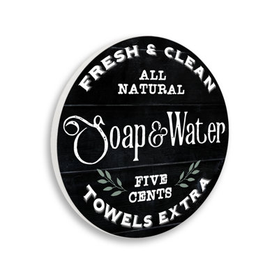 " Fresh & Clean Bathroom Sign Vintage Soap and Water " Print