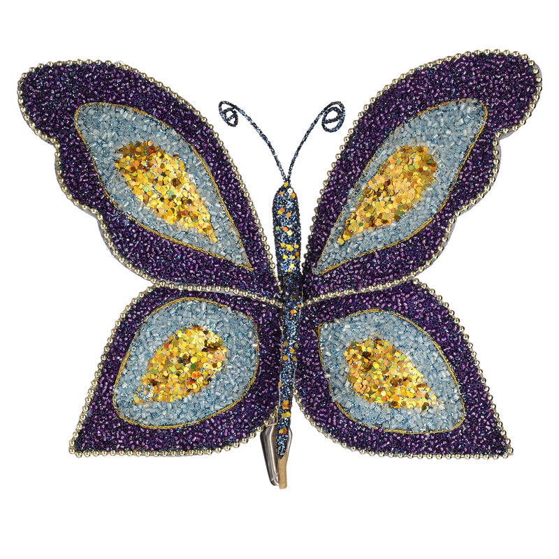 Papillon scintillant perlé 8 po avec pince