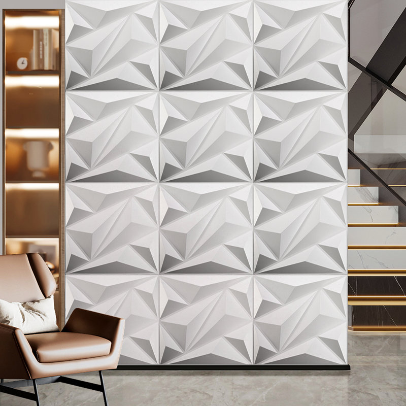 12 Pack Decorative 3D Wall Panels White Diamond Design PVC