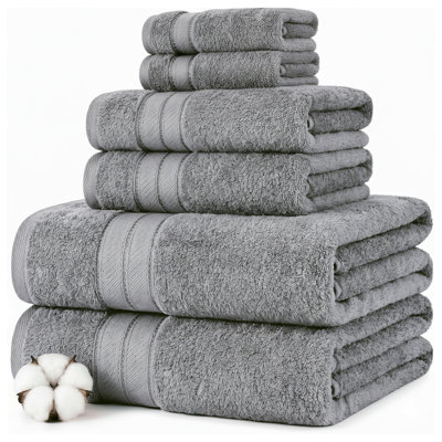 Fils modernes - Ensemble de 6 serviettes 100% coton peigné Spun Loft - Serviettes de bain, débarbouillettes et débarbouillettes - Super absorbant et à séchage rapide - 600 g / m² - Doux et moelleux