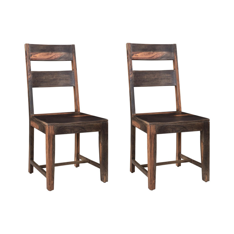 Ensemble de deux chaises d'appoint en bois massif brun foncé Gracie Mills Fairfield
