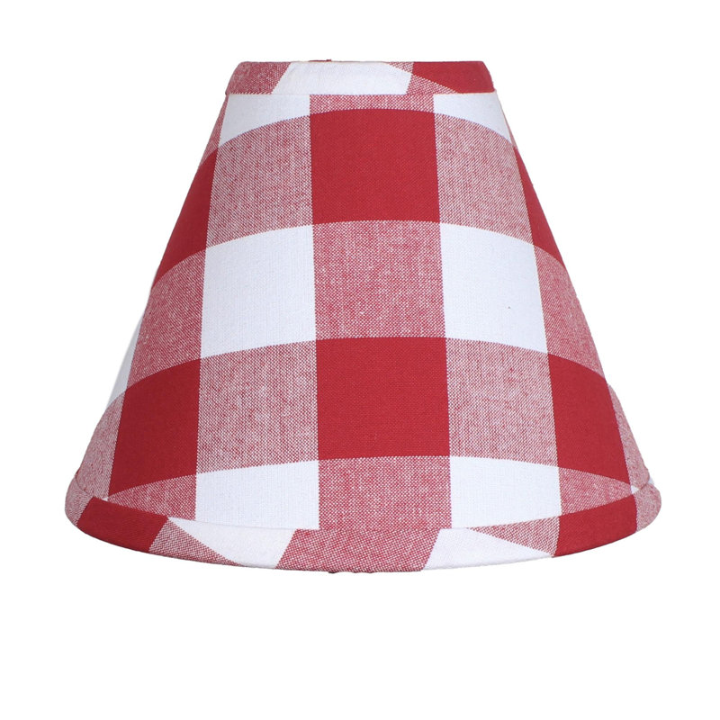 Abat-jour empire en coton 8 po H, Rouge / blanc, H 8 po x l 12 po x P 6 po